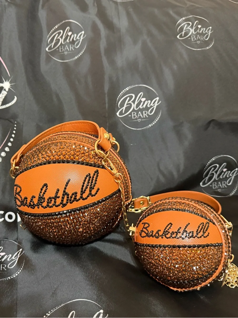 Orange Basketball or Black and white soccer ball Rhinestone Bag made as ordered